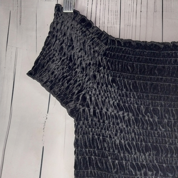 Aeropostale Off-Shoulder Babydoll  90's Whimisgoth Velour Cropped Top - Picture 4 of 10